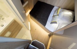 VIP guest cabin with double bed with private toilet on bali 5.4 charter catamaran
